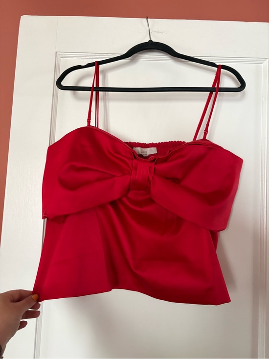 LOFT Tops - LOFT Red Bow-Front Spaghetti Strap Top